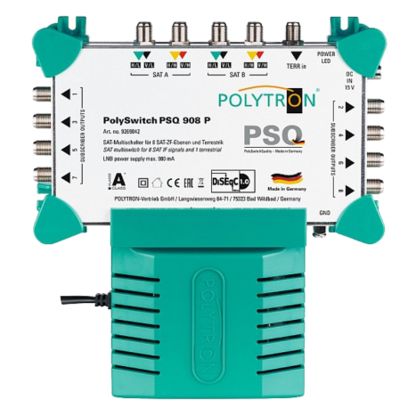 PSQ 908 P samostatný multipřepínač 9 vsutpov, 8 výstupů